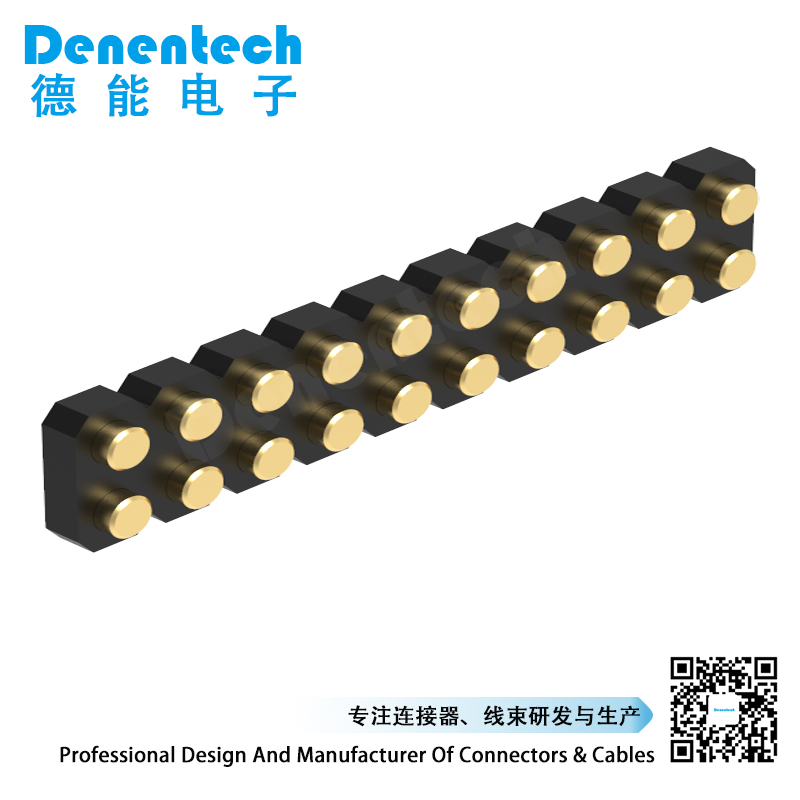 Denentech 2.54MM pogo pin H1.27MM dual row female straight SMT concave Pogo Pin Test Probe pogo pin connector